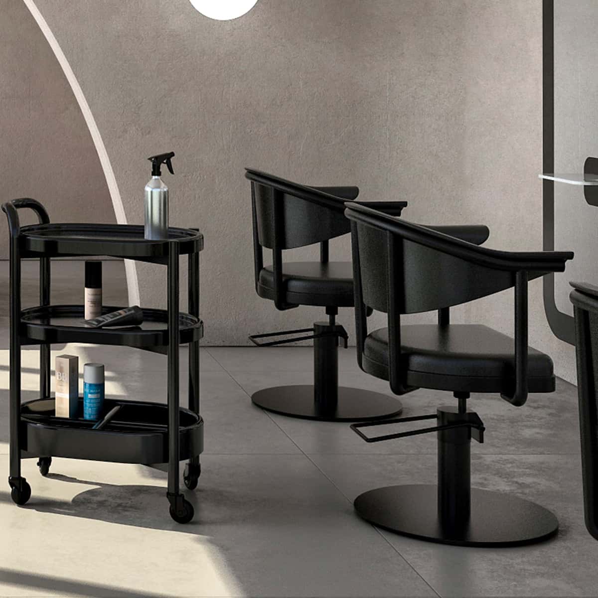 LYRA Black Hairdressing Chair Black Round Base