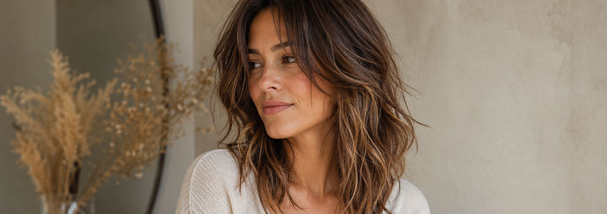 Femme qui a une coiffure Effortless, qui est simple à faire, sans effort