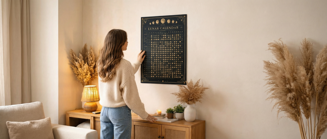 femme devant un calendrier lunaire 