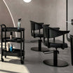 LYRA Black Hairdressing Chair Black Round Base