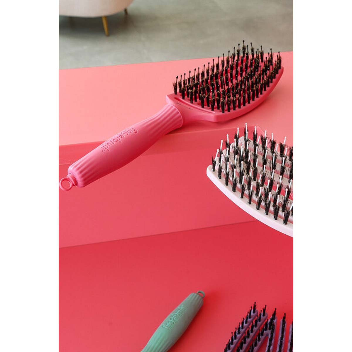 Brosse FINGERBRUSH CARE ICONIC Hot Pink Sanglier & Nylon Taille M