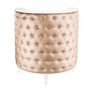 ROYAL I Rounded Padded Ottoman with Buttons Gloss White Frame