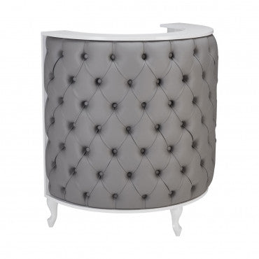 ROYAL I Rounded Padded Ottoman with Buttons Matte White Structure