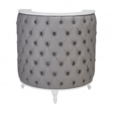 ROYAL I Rounded Padded Ottoman with Buttons Matte White Structure