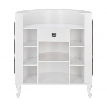 ROYAL I Rounded Padded Ottoman with Buttons Matte White Structure