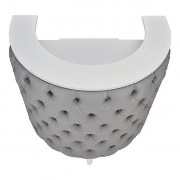 ROYAL I Rounded Padded Ottoman with Buttons Matte White Structure