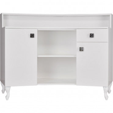 Caisse ROYAL II Matelassée avec Boutons Structure  Blanche Gloss