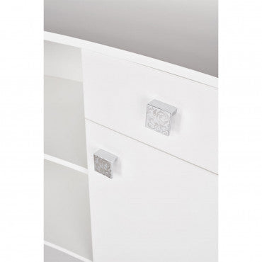 Caisse ROYAL II Matelassée avec Boutons Structure  Blanche Gloss