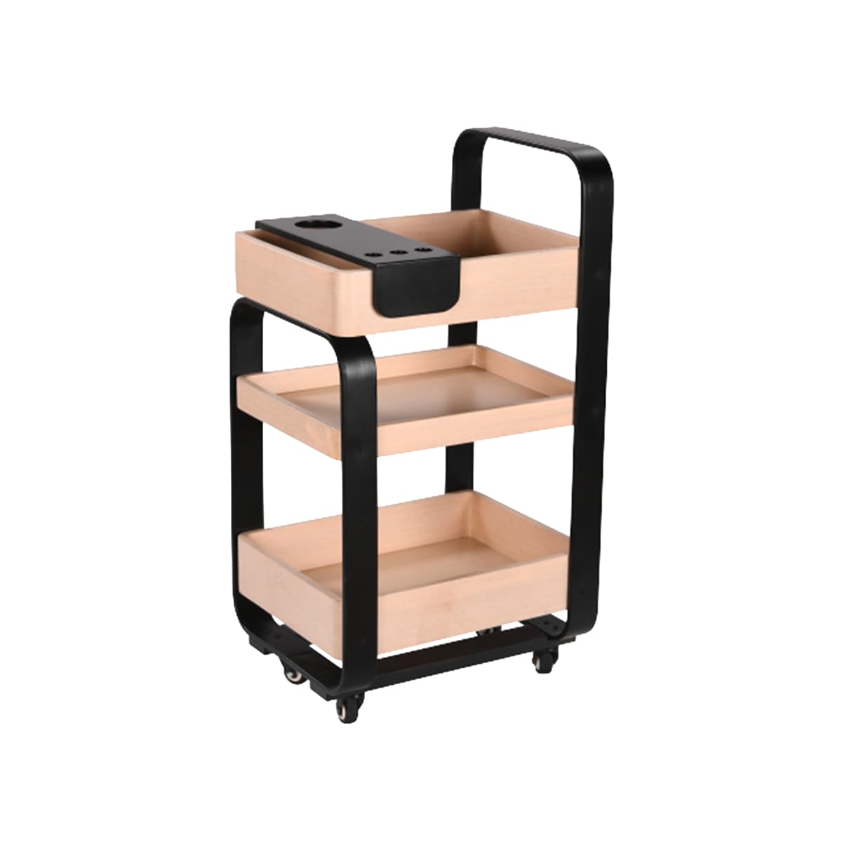 Chariot GISELE 3 Etagères Bois Clair Armature Noire