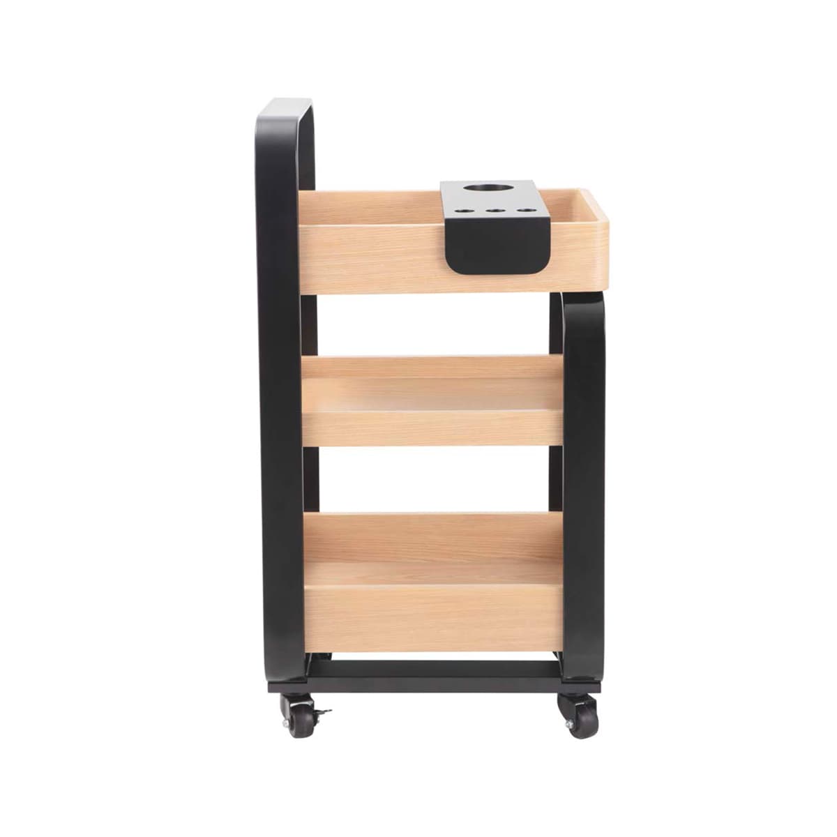 Chariot GISELE 3 Etagères Bois Clair Armature Noire
