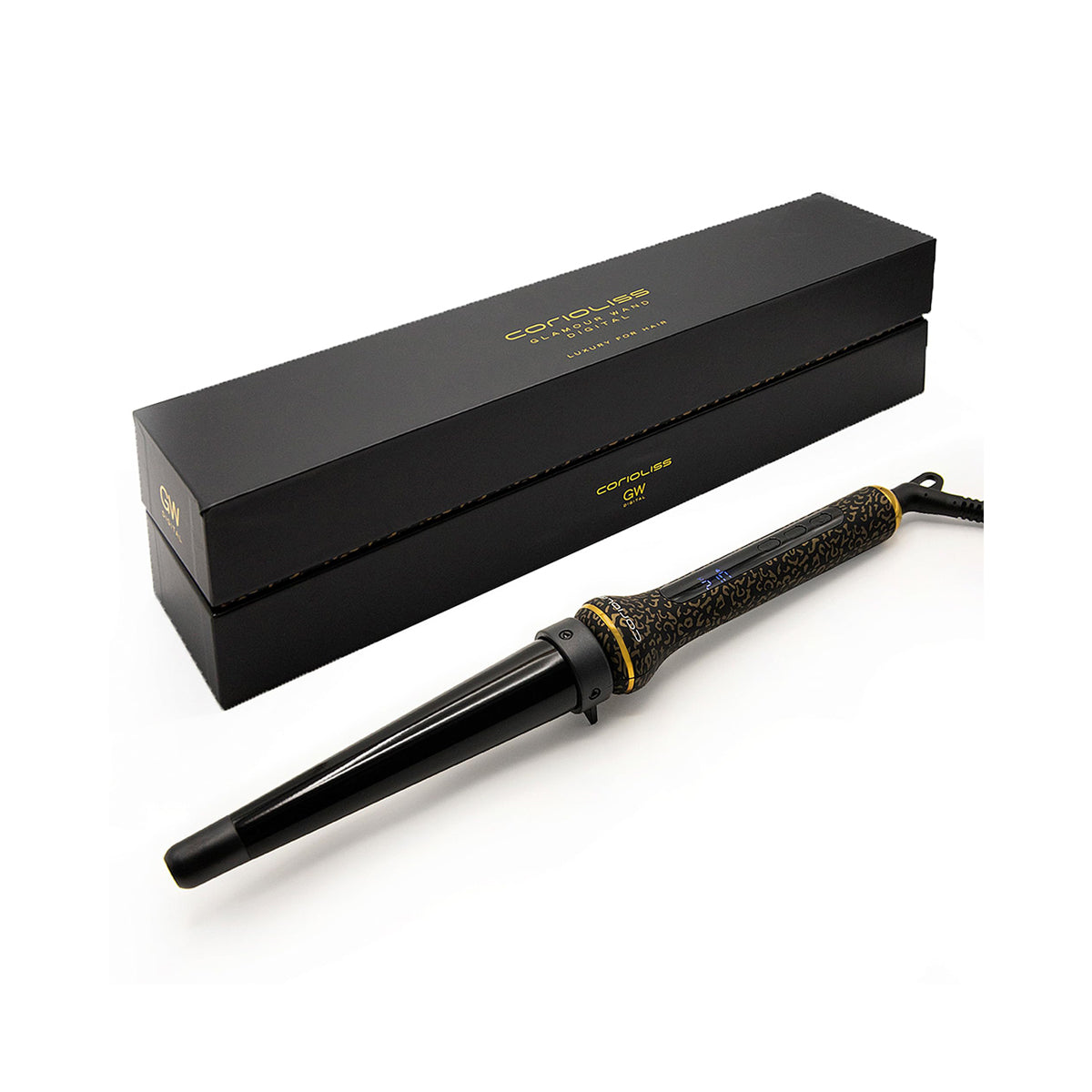 GLAMOUR WAND Digital Gold Leopard Curling Iron
