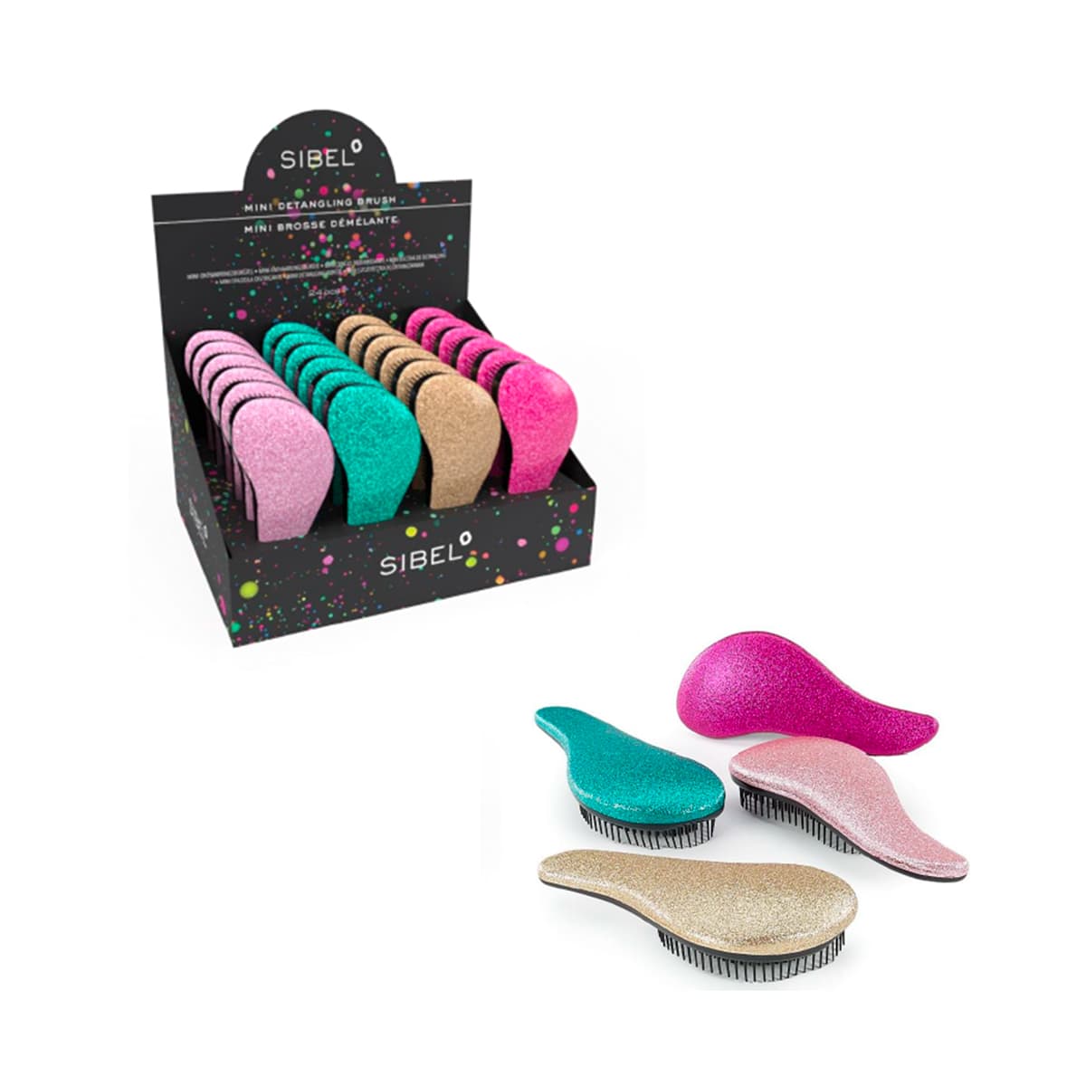 Présentoir 24 Mini Brosses Pailletées