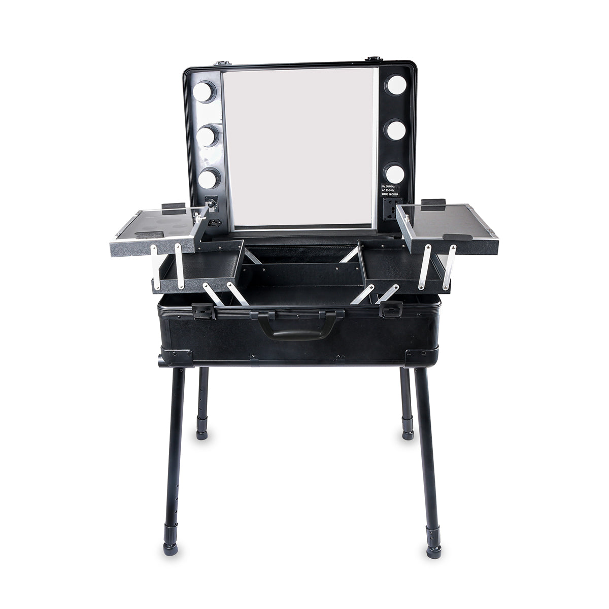Portable Light-Up Black Makeup Table